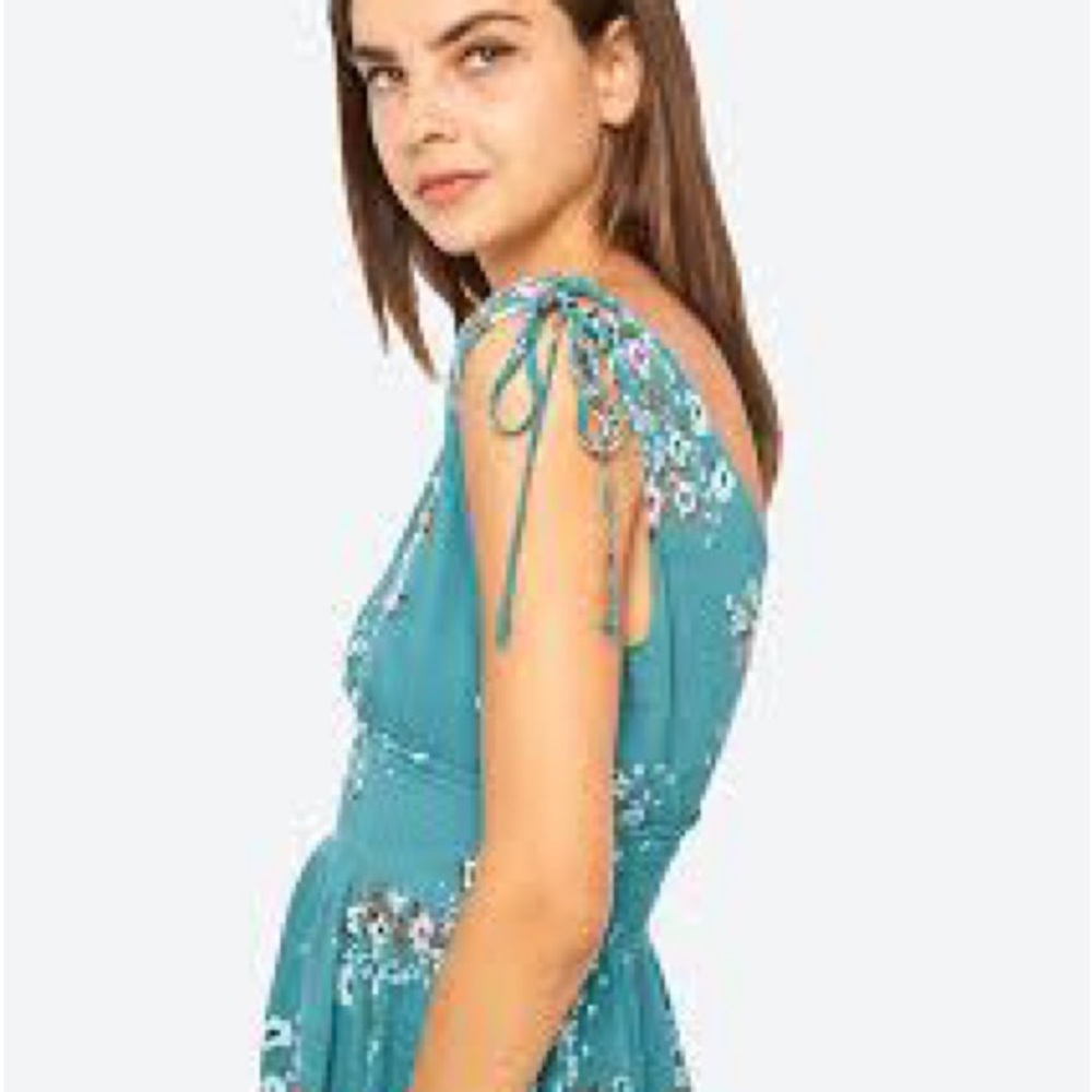 Aeropostale Teal Floral One Shoulder Dress